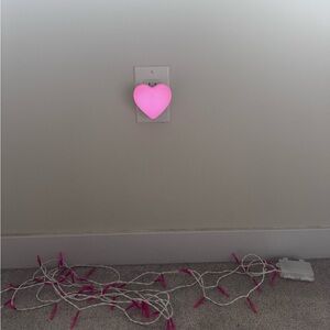 Pink Heart Wall Light & Fairy Battery Lights